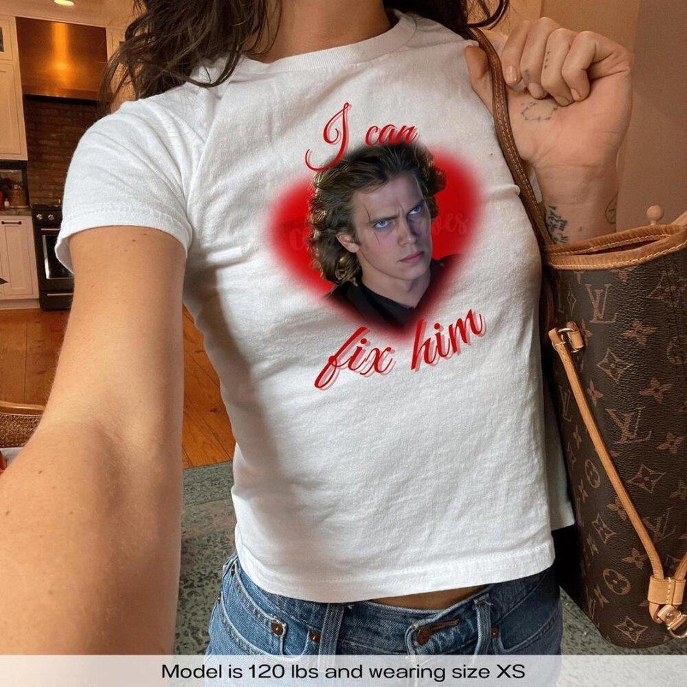 Baby Anakin Skywalker I Can Fix Him Aesthetic Starwars Y2K Baby Tee Shirt